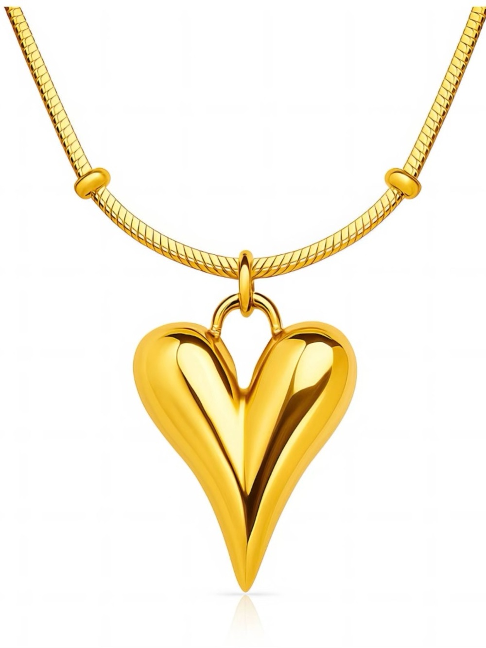 Gold Heart Pendant Necklace - Women Jewelry